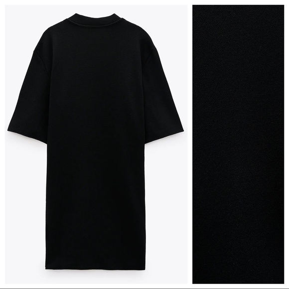 NWT. Zara Black Mini Textured Weave Dress. Size L. - Picture 2 of 6